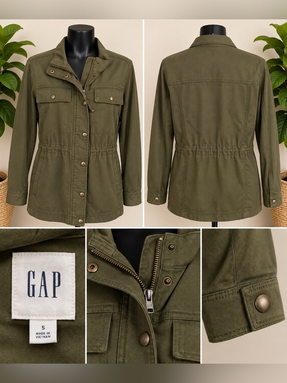 GAP Olive Green Drawstring Utility Jacket